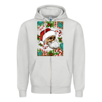 Dove Grey Christmas hippie skeleton santa Zipper Hoodie - Artiststas