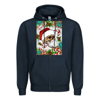Navy Christmas hippie skeleton santa Zipper Hoodie - Artiststas