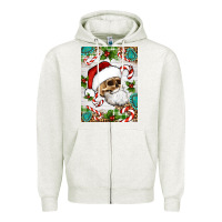 Oatmeal Heather Christmas hippie skeleton santa Zipper Hoodie - Artiststas