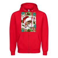 Red Christmas hippie skeleton santa Zipper Hoodie - Artiststas