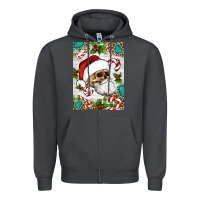 Smoke Christmas hippie skeleton santa Zipper Hoodie - Artiststas