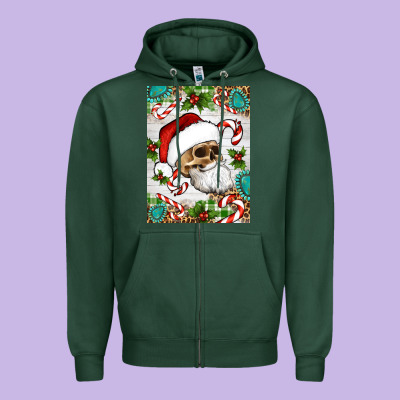 Christmas Hippie Skeleton Santa Zipper Hoodie Designed By Artiststas