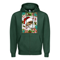 Sports Green Christmas hippie skeleton santa Zipper Hoodie - Artiststas