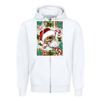 White Christmas hippie skeleton santa Zipper Hoodie - Artiststas