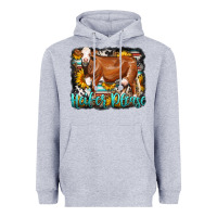 Heather Grey Western Heifer Please Simmental Cow Heavyweight Hoodie - LillyAllenDesigns