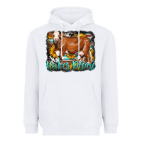 White Western Heifer Please Simmental Cow Heavyweight Hoodie - LillyAllenDesigns