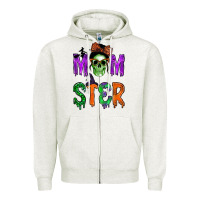 Oatmeal Heather momster Zipper Hoodie - BundleAndBundleShop