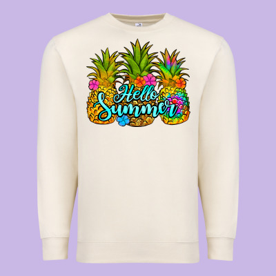 Hello Summer Pineapple Premium Sweatshirt Designed By Jasminsmagicworld