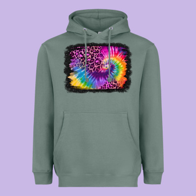 Tie Dye Leopard Glitter Background Heavyweight Hoodie Designed By Jasminsmagicworld