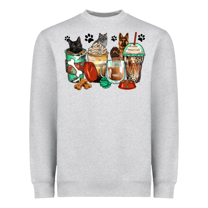 German Shepherd Black And Grey Cat Coffee Cups Heavyweight Sweatshirt by Zillion Design Studio | Teevron