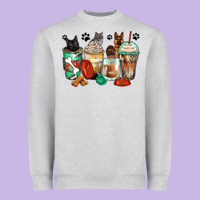German Shepherd Black And Grey Cat Coffee Cups Heavyweight Sweatshirt Designed By Zillion Design Studio