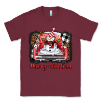 Burgundy merry christmas truck snowman Classic Tee - BarkalooDesign