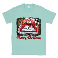 Seafoam merry christmas truck snowman Classic Tee - BarkalooDesign