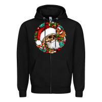 Black Christmas hippie skeleton santa ornament Zipper Hoodie - Artiststas