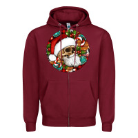 Burgundy Christmas hippie skeleton santa ornament Zipper Hoodie - Artiststas