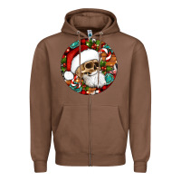 Christmas Hippie Skeleton Santa Ornament Zipper Hoodie | Teevron
