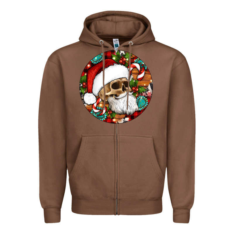 Christmas Hippie Skeleton Santa Ornament Zipper Hoodie by Artiststas | Teevron
