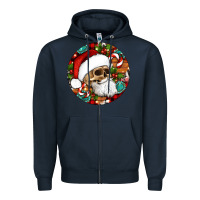 Navy Christmas hippie skeleton santa ornament Zipper Hoodie - Artiststas