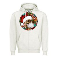 Oatmeal Heather Christmas hippie skeleton santa ornament Zipper Hoodie - Artiststas