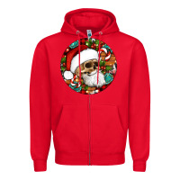 Red Christmas hippie skeleton santa ornament Zipper Hoodie - Artiststas