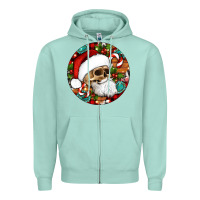 Seafoam Christmas hippie skeleton santa ornament Zipper Hoodie - Artiststas