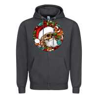 Smoke Christmas hippie skeleton santa ornament Zipper Hoodie - Artiststas