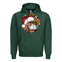 Sports Green Christmas hippie skeleton santa ornament Zipper Hoodie - Artiststas