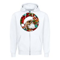 White Christmas hippie skeleton santa ornament Zipper Hoodie - Artiststas