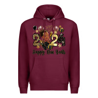 Burgundy 2024 happy new year black woman Premium Hoodie - MaliasSmallBusiness