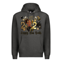 Charcoal Heather 2024 happy new year black woman Premium Hoodie - MaliasSmallBusiness