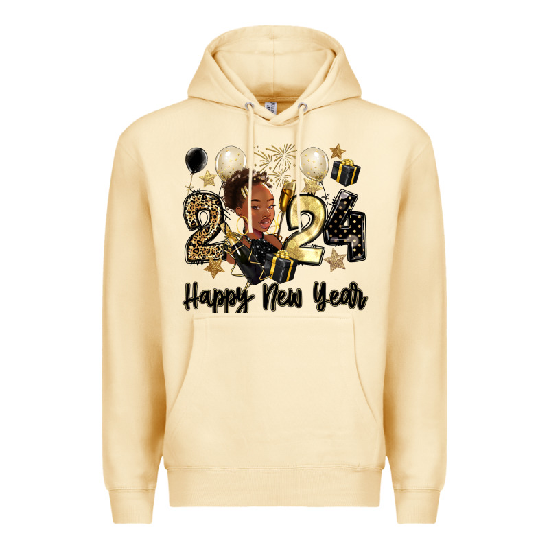 2024 Happy New Year Black Woman Premium Hoodie by MaliasSmallBusiness | Teevron