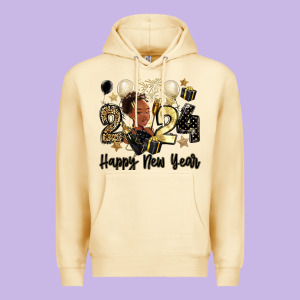 2024 Happy New Year Black Woman Premium Hoodie Designed By Maliassmallbusiness