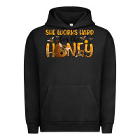Pigment Black she works hard for the honey Urban Hoodie - Artiststas