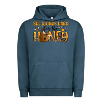 Pigment Midnight Navy she works hard for the honey Urban Hoodie - Artiststas
