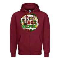 Burgundy Christmas ho ho heifer Zipper Hoodie - Artiststas