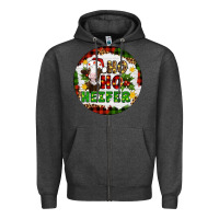 Charcoal Heather Christmas ho ho heifer Zipper Hoodie - Artiststas