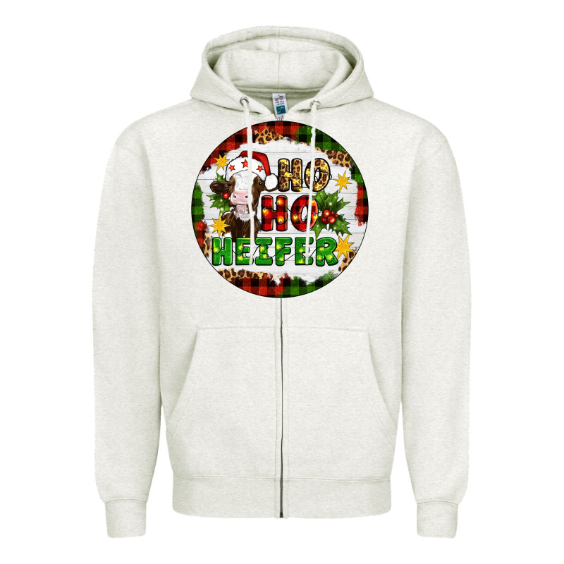 Christmas Ho Ho Heifer Zipper Hoodie by Artiststas | Teevron