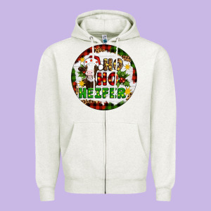 Christmas Ho Ho Heifer Zipper Hoodie Designed By Artiststas