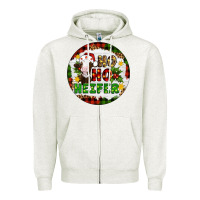 Oatmeal Heather Christmas ho ho heifer Zipper Hoodie - Artiststas