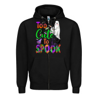 Black too cute to spook Zipper Hoodie - BundleAndBundleShop