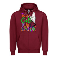 Burgundy too cute to spook Zipper Hoodie - BundleAndBundleShop