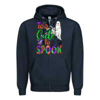 Navy too cute to spook Zipper Hoodie - BundleAndBundleShop