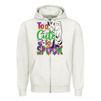 Oatmeal Heather too cute to spook Zipper Hoodie - BundleAndBundleShop