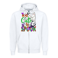 White too cute to spook Zipper Hoodie - BundleAndBundleShop