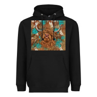 Black highland cow turquoise gemstones western patterns Heavyweight Hoodie - BarkalooDesign