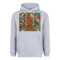 Heather Grey highland cow turquoise gemstones western patterns Heavyweight Hoodie - BarkalooDesign