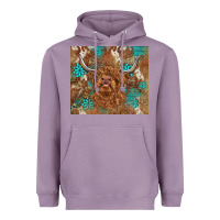Lavender highland cow turquoise gemstones western patterns Heavyweight Hoodie - BarkalooDesign
