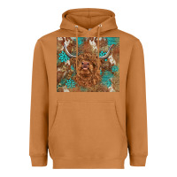 Meerkat highland cow turquoise gemstones western patterns Heavyweight Hoodie - BarkalooDesign