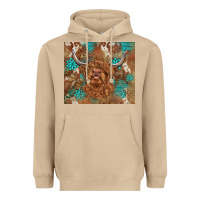 Mushroom highland cow turquoise gemstones western patterns Heavyweight Hoodie - BarkalooDesign
