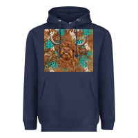 Navy highland cow turquoise gemstones western patterns Heavyweight Hoodie - BarkalooDesign